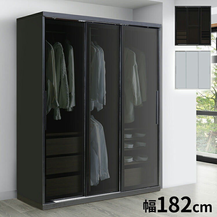 ワードローブ クローゼット 幅182×奥行60.5×高さ200.5cm ガラス戸