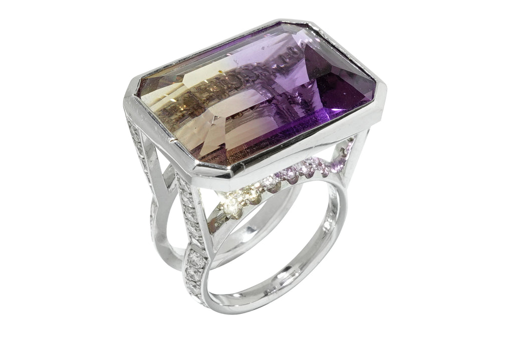 Ametrine K18WGアメトリン ダイヤモンドリング (NO.49079) – JEX宝石