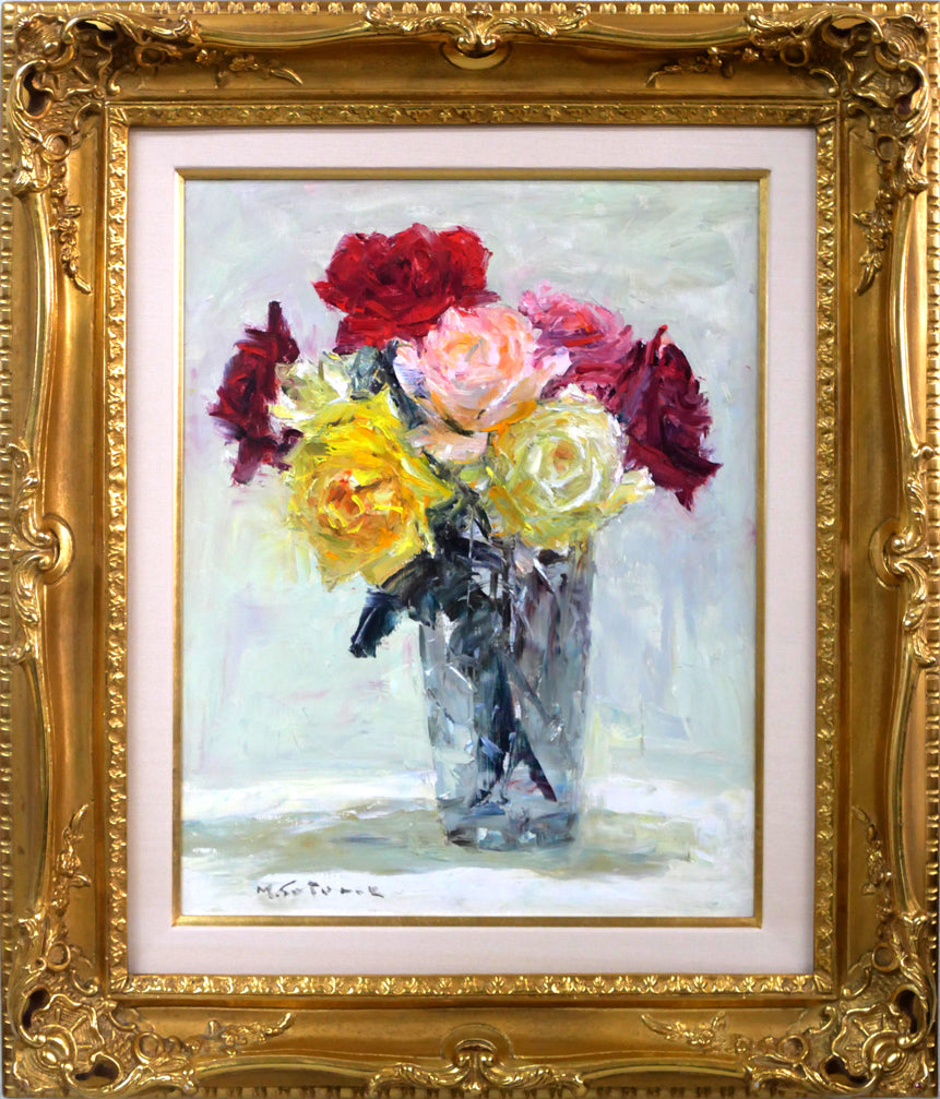 五月女政平「薔薇」油絵・F6号 絵画買取・販売の小竹美術