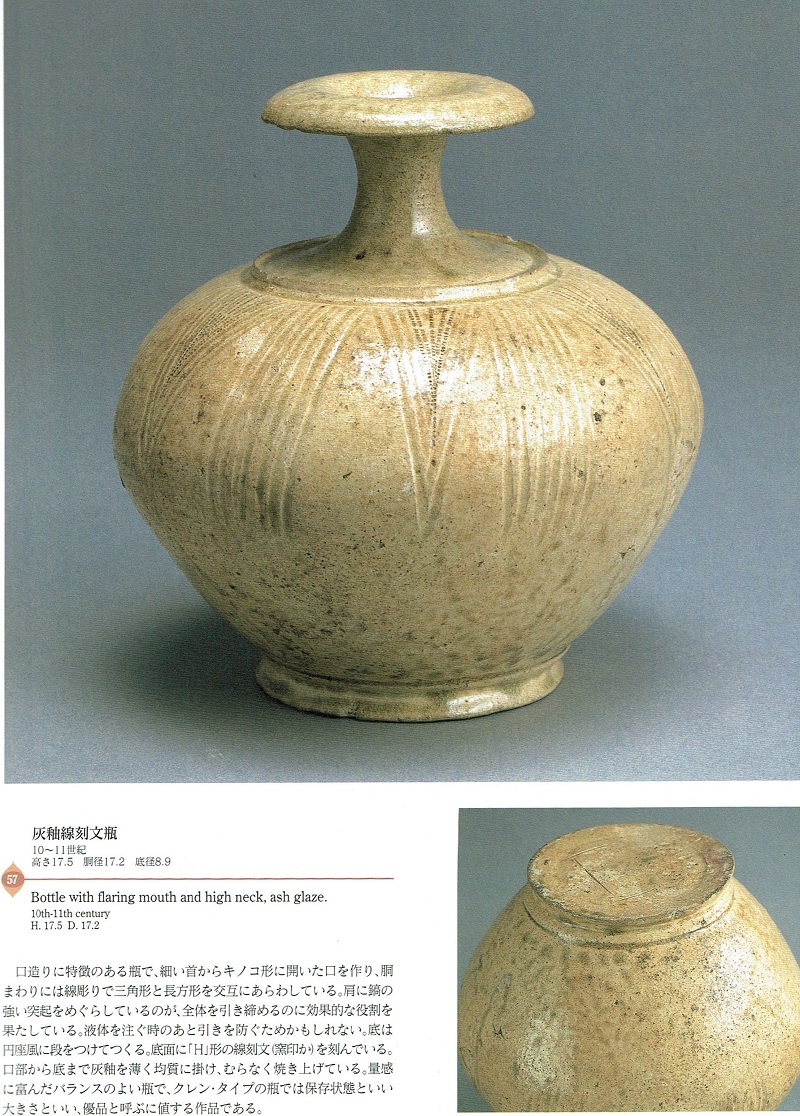 仙遊洞 クメール 灰釉線刻文壺