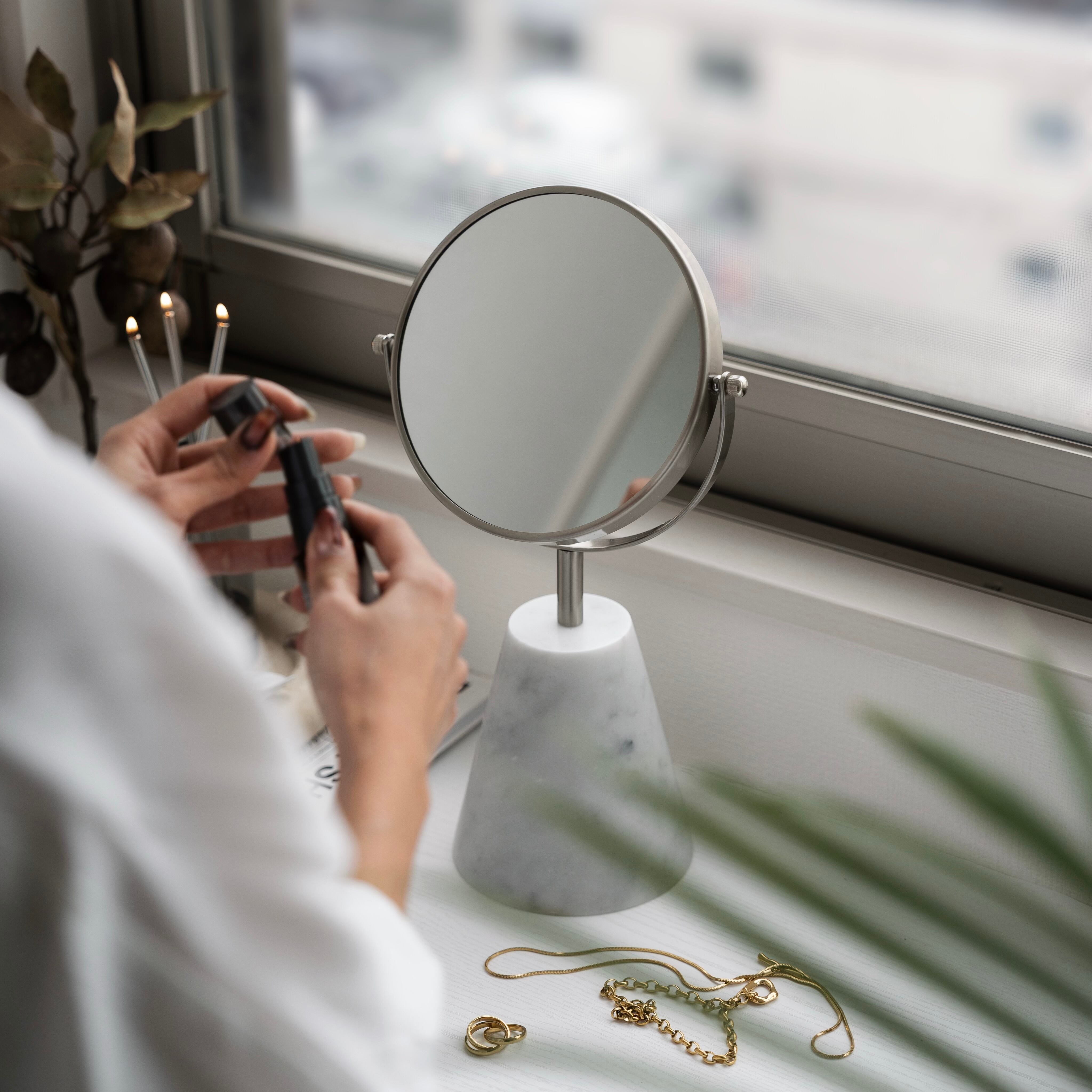 Ade×&classy 天然大理石メイクミラー