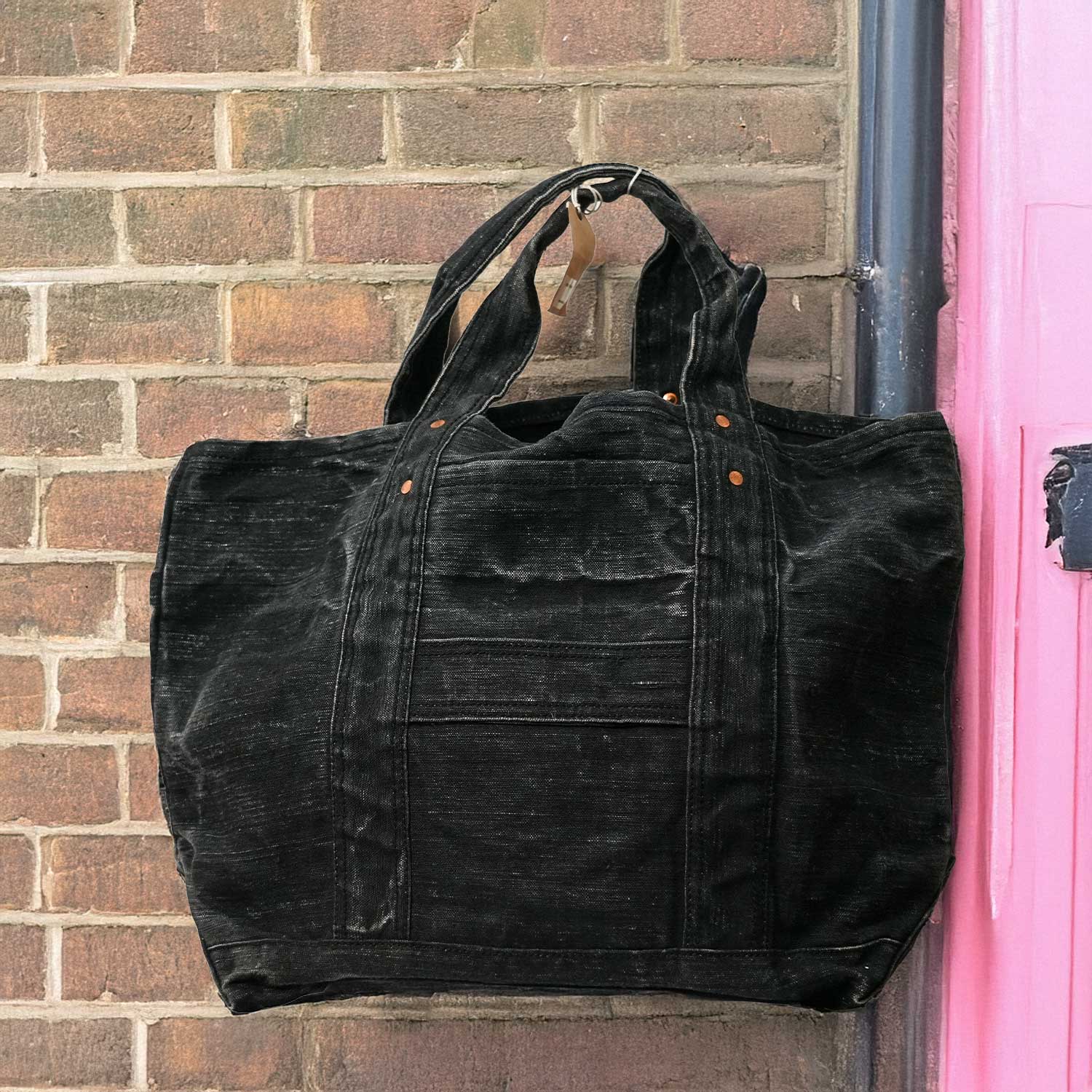 50s CZECH MILITARY BLACK DYED COPPER RIVET TOTE BAG 50s チェコ軍