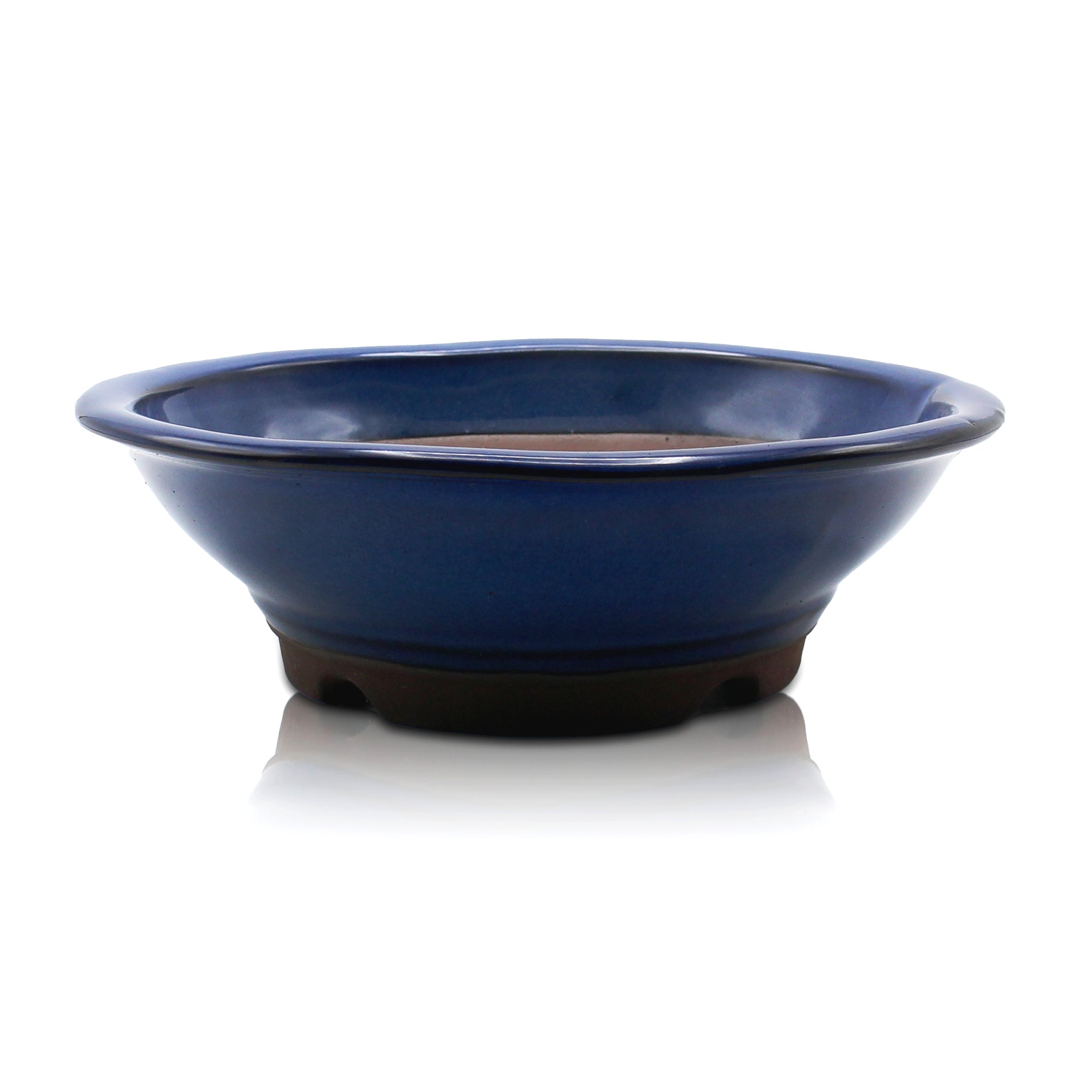 盆栽鉢 丸陣笠鉢 青色 海鼠釉 四日市萬古焼 (6号(約19.5センチ