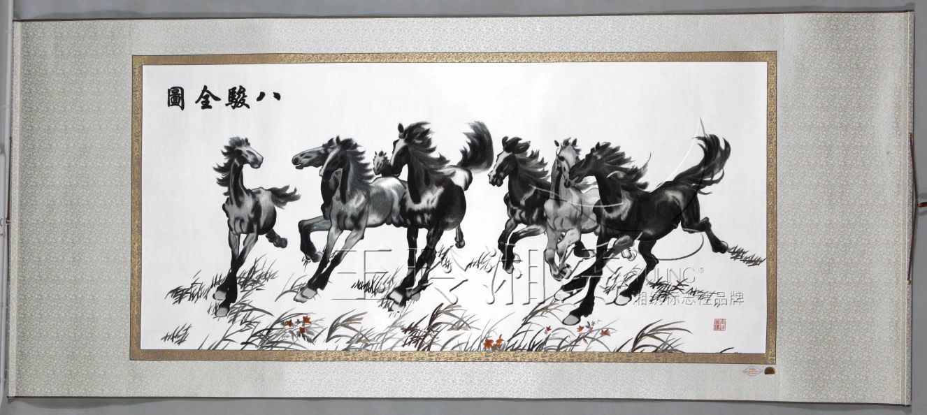 八骏全图，湘绣八骏全图图片，湘绣八骏全图价格，八骏全图湘绣厂价直销专卖