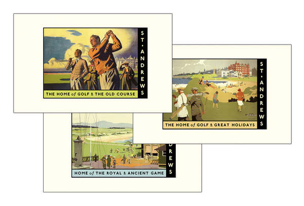 St. Andrews Golf Travel Poster Set - Golf Frames - golframes.com