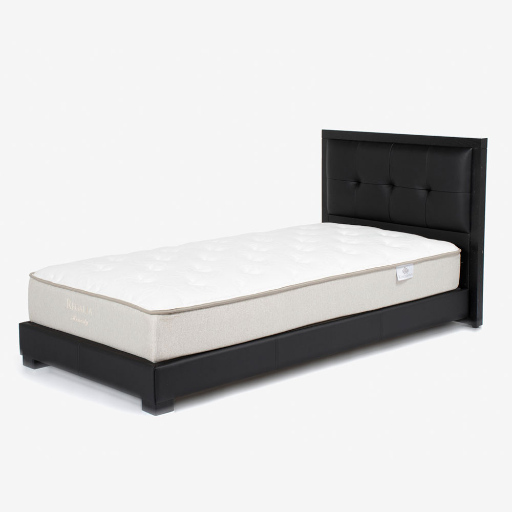 ベッドフレーム「Nジオ」半革張りブラック色 床板仕様 | 【公式】大塚