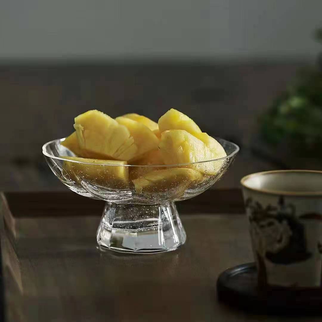 IwaiLoft 16cm 高台 トレー 丸い ガラス 皿 透明 お盆 おしゃれ 小皿