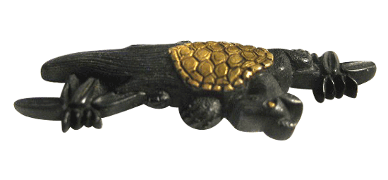 目貫 蓑亀図 みのかめ 刀装具 服部美術店 小道具 Hattori Samurai art