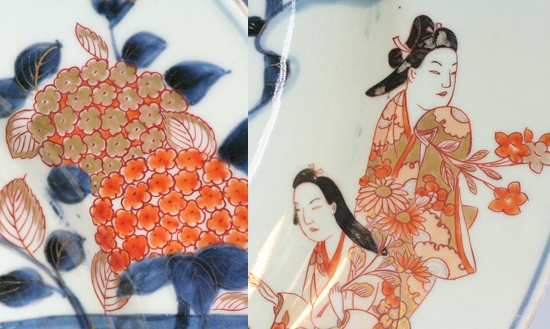 古美術青華堂｜H681 古伊万里・色絵金彩・元禄美人文皿（江戸時代）