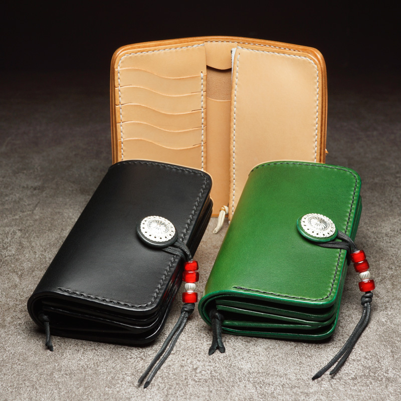 革財布・革製品のビーズ屋｜サドルウォレット Fタイプ きなり