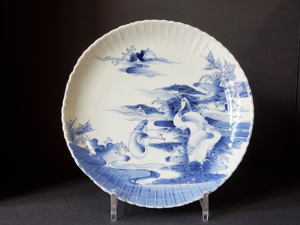 古美術長陽堂 - 藍柿右衛門 波鷺図 七寸皿 | 古美術品専門サイト