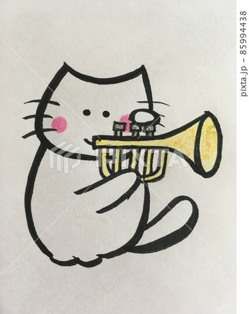 トランペットを吹く猫のイラスト素材 [85994438] - PIXTA
