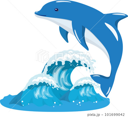 波とジャンプするイルカのイラスト素材 [101699042] - PIXTA