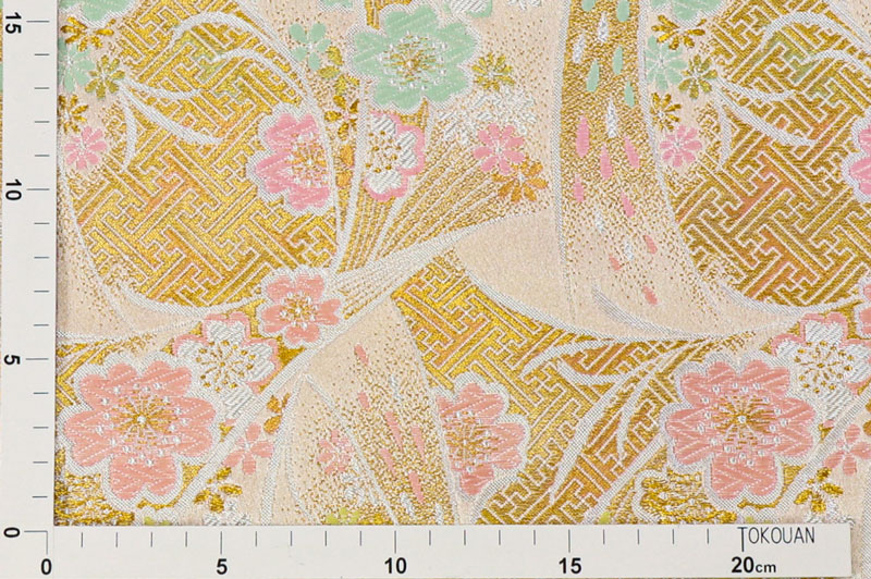 吹寄せ桜文(白)柄の金襴生地販売なら都香庵