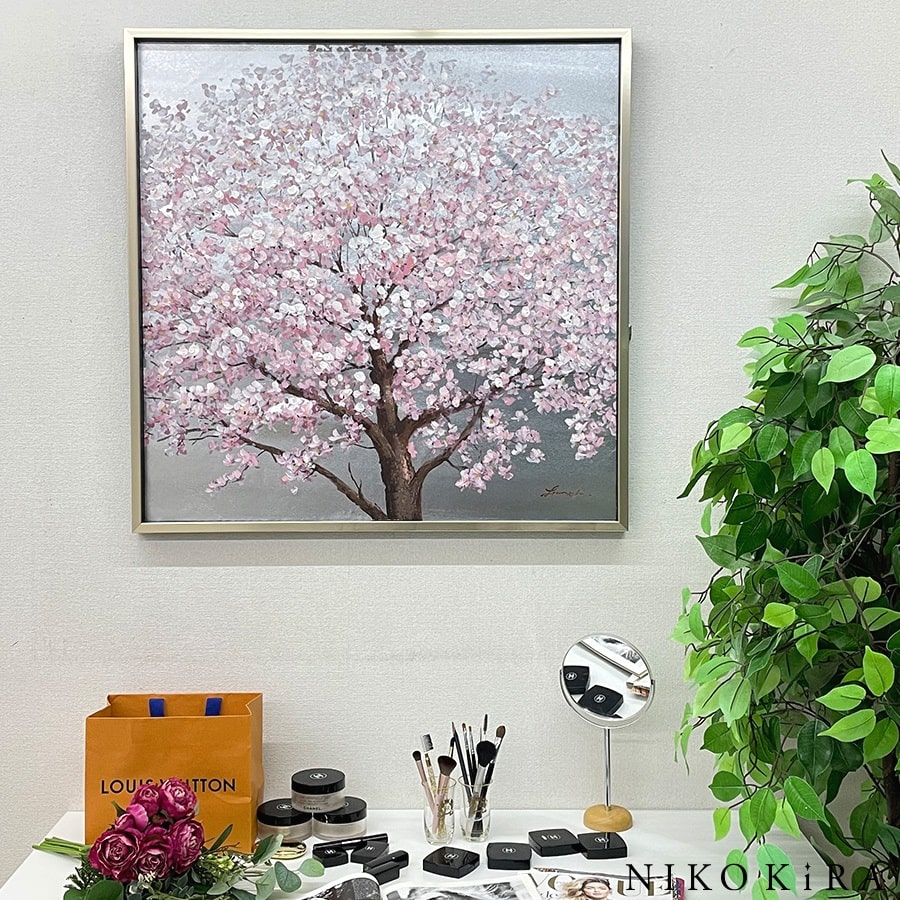 楽天市場】絵画 アート オイル ペイント 桜 さくら サクラ 春 シルバー