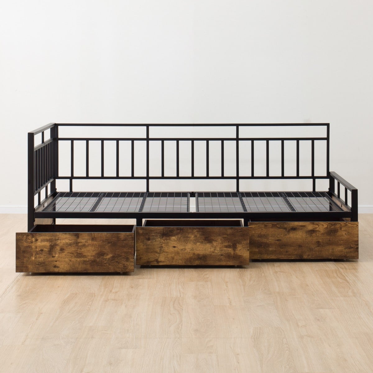 楽天市場】幅101cm カウチベッド (ステイン引出しセット BK/MBR