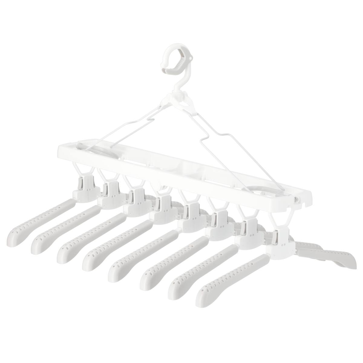 楽天市場】ワンタッチで取り込み簡単 折りたためる8連ハンガー(SN05