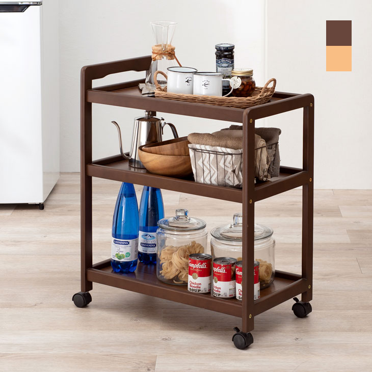 楽天市場】天然木 キッチンワゴン 3段 VW-7977 カート ワゴン