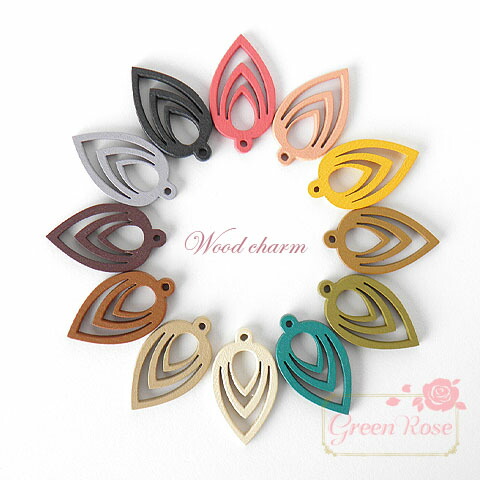 楽天市場】カラーウッドチャーム リーフ 全12色 10個 デザイン 葉っぱ