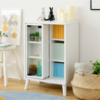 楽天市場】本棚 スライド ラック ロータイプ ガラス扉付き 扉付 50幅