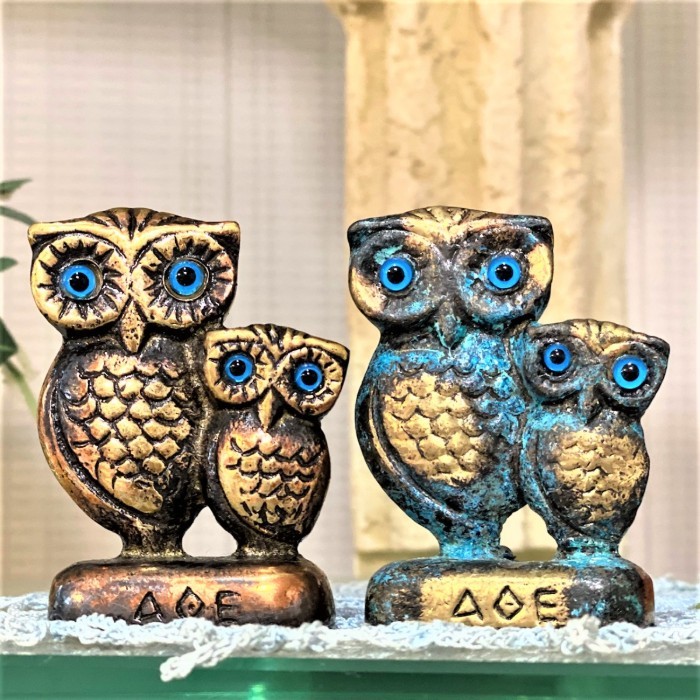 楽天市場】ギリシャ輸入品 ギリシャ製 【青銅の親子フクロウ 銅古美