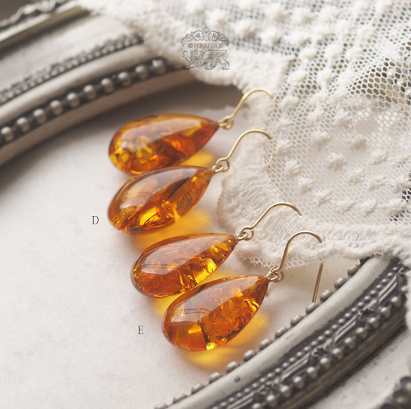 楽天市場】【バルト海の琥珀】オレンジゴールドアンバー K14GFピアス