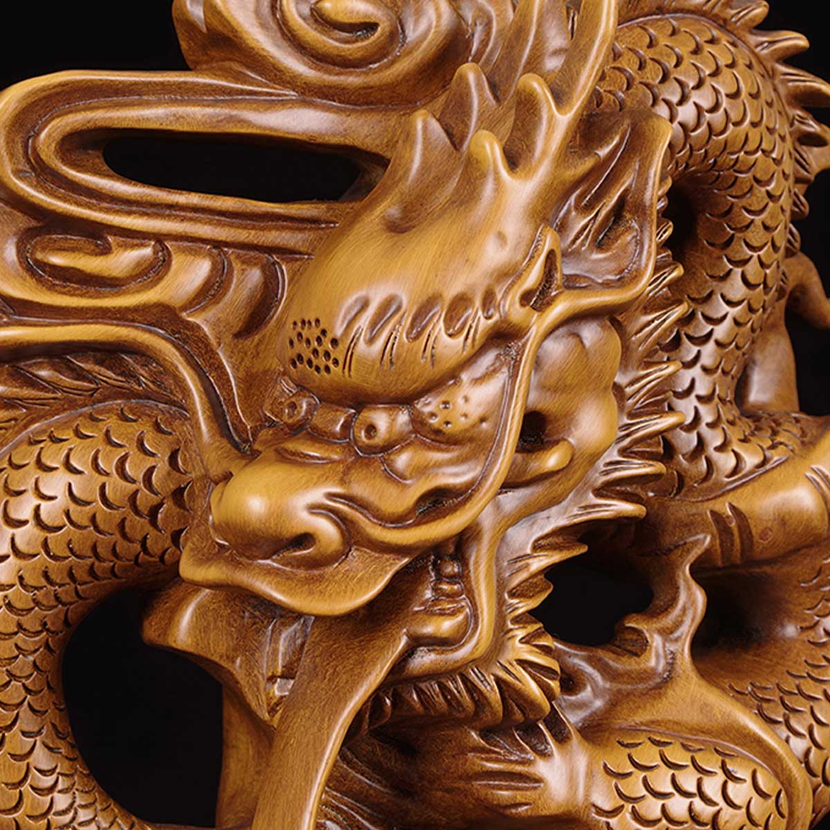 楽天市場】龍神 木 水龍 木製 黒壇 花梨 彫刻 50cm 風水 4本爪 置物