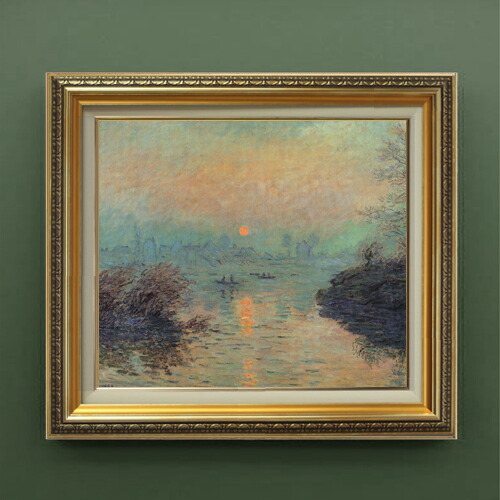 P. Preux 冬の風景 油彩画 金色フレーム付き P. Preux 冬の風景 油彩