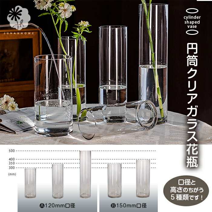 楽天市場】【送料無料】円筒形のクリアガラス花瓶ガラス ガラス製 透明