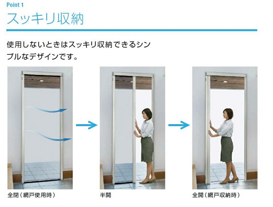 楽天市場】横引きロール網戸 フラットタイプ 片引きタイプ アルミ色
