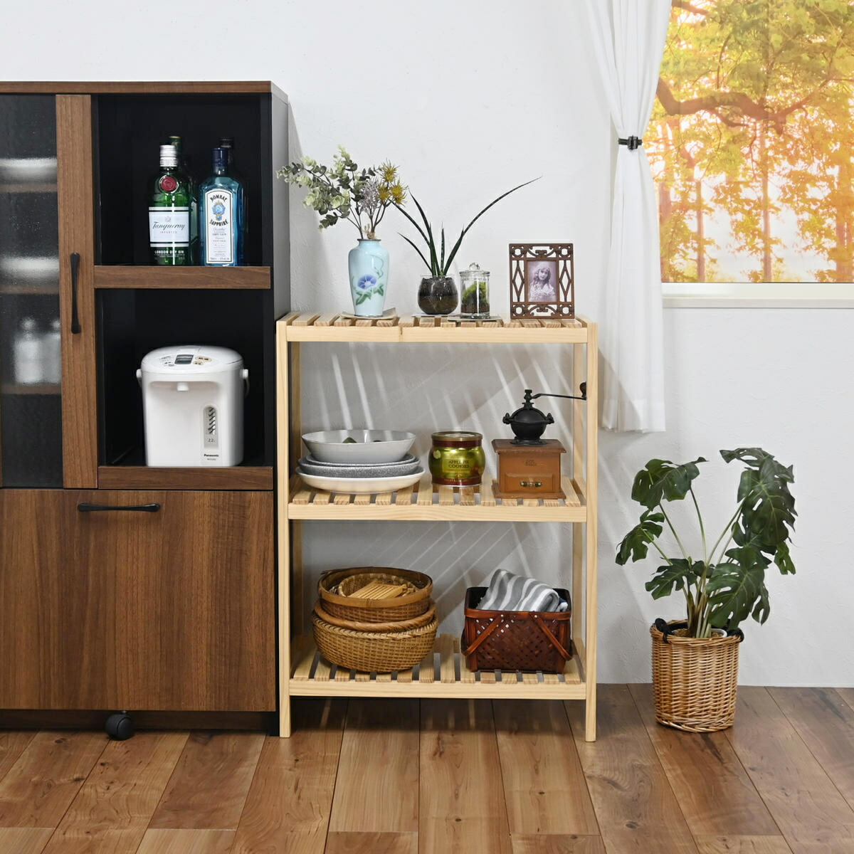 楽天市場】ウッドラック 3段 天然木 すのこラック 幅60cm （ ラック