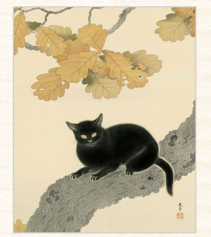 楽天市場】日本の名画 菱田春草 黒き猫 F8 [g4-bn158-F8]（代引き不可