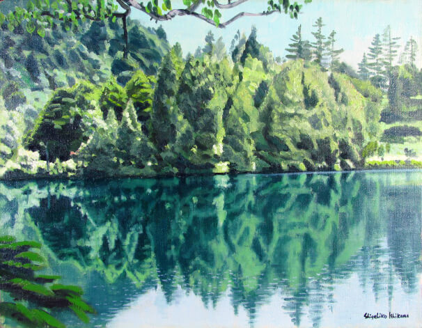 楽天市場】石川滋彦 山湖静日-志賀高原三角池 油彩6号 : ギャラリー