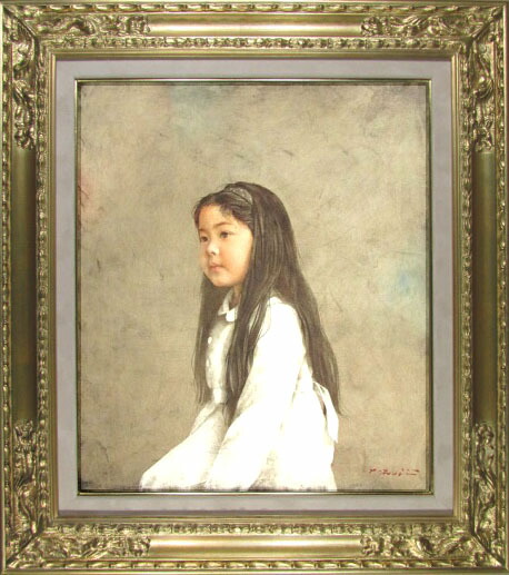 【値下げ】人物画　藤井勉　油絵　F6号　額付き　手描き　肉筆 限定値下げ】油彩画 女性肖像 人物画 油絵 藤井勉 F6 額付き 手描き