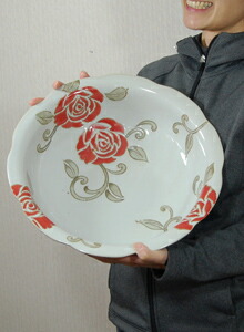 楽天市場】陶器睡蓮鉢 紅薔薇 水鉢 セラミックボウル 平鉢 魚缶