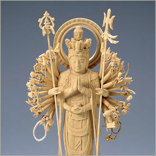 楽天市場】千手観音菩薩立像 白木製 5寸 高さ27.5cm×巾12.5cm 【送料