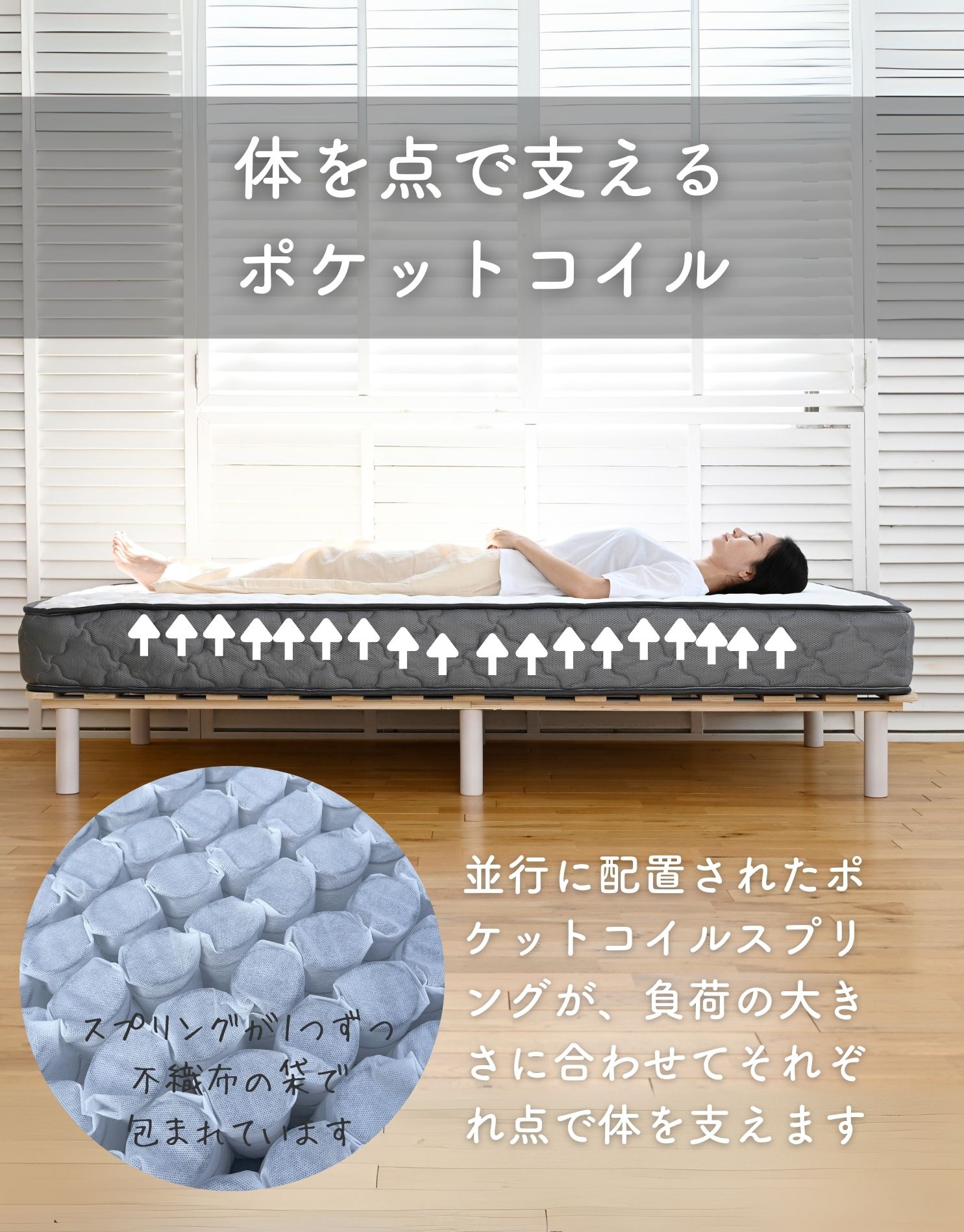楽天市場】マットレス ポケットコイル 厚み20cm シングル/セミダブル