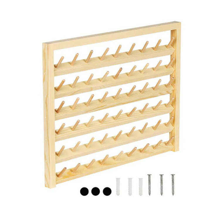 楽天市場】糸巻ラック ミシン糸 54本 刺繍糸 糸ホルダー 木製 壁掛け式