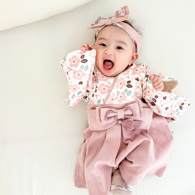 楽天市場】mocmof 袴 ロンパース＆和風リボン ヘアバンドセット(ベビー