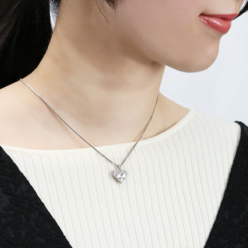 楽天市場】スワロフスキージルコニア ハート シルバー ネックレス