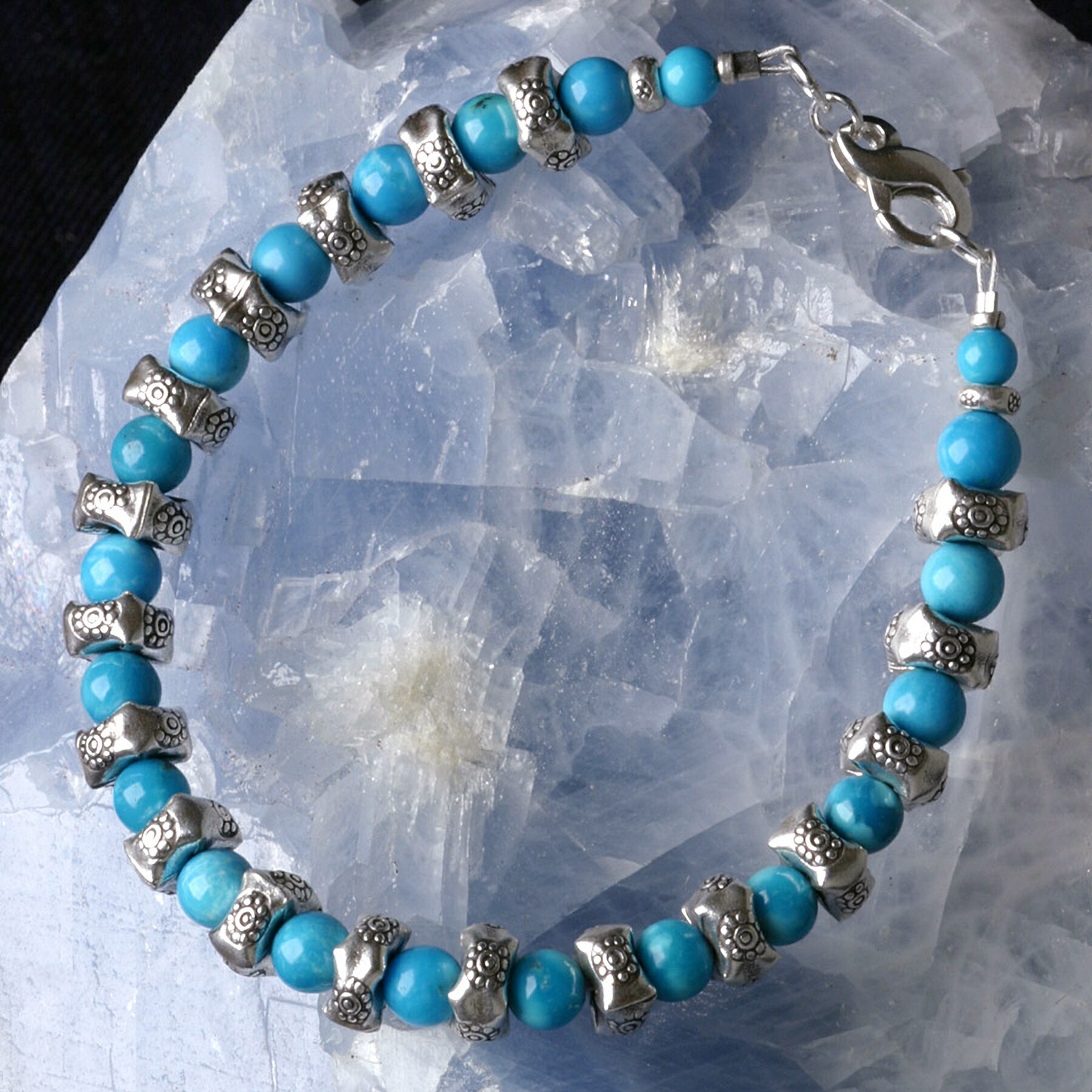 楽天市場】カレン 族 シルバー ビーズ 天然無染色 ターコイズ 6mm玉