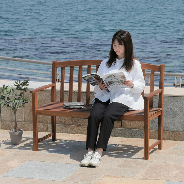 楽天市場】ガーデンベンチ 木製 屋外 縁側 天然木 ウッドデッキ 踏み台