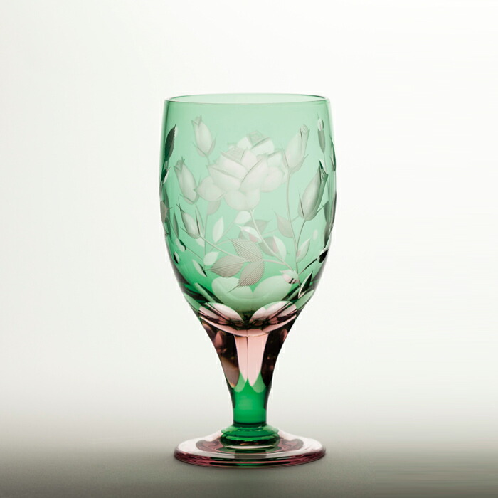 楽天市場】江戸切子 足付グラス 【硝子工房 彩鳳 直営店】 薔薇文様 足