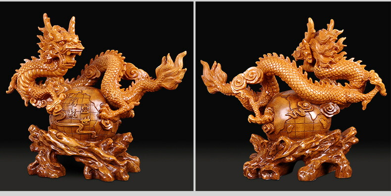 楽天市場】龍彫刻精工オフィス装飾風水祥龍置物テ 一工芸品事務所置物