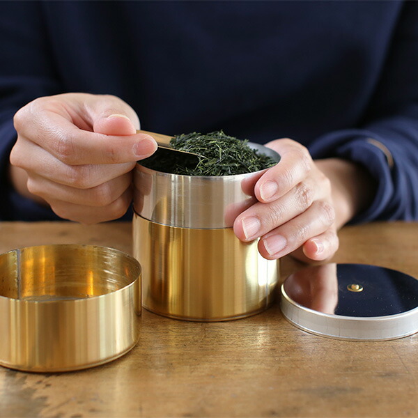 楽天市場】茶筒 開化堂 真鍮製 取込盆用120g 国産一番荒茶50gセット