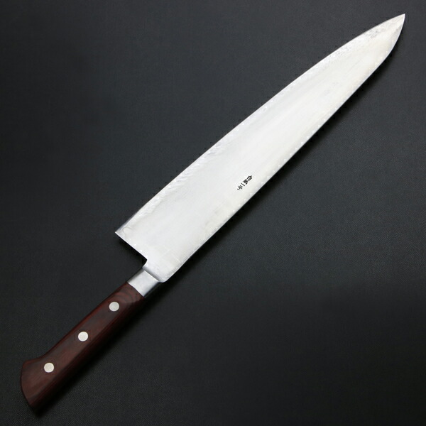 楽天市場】下総国光月作 牛刀 両刃 330mm 白紙1号 全鋼 溶接手仕上げ