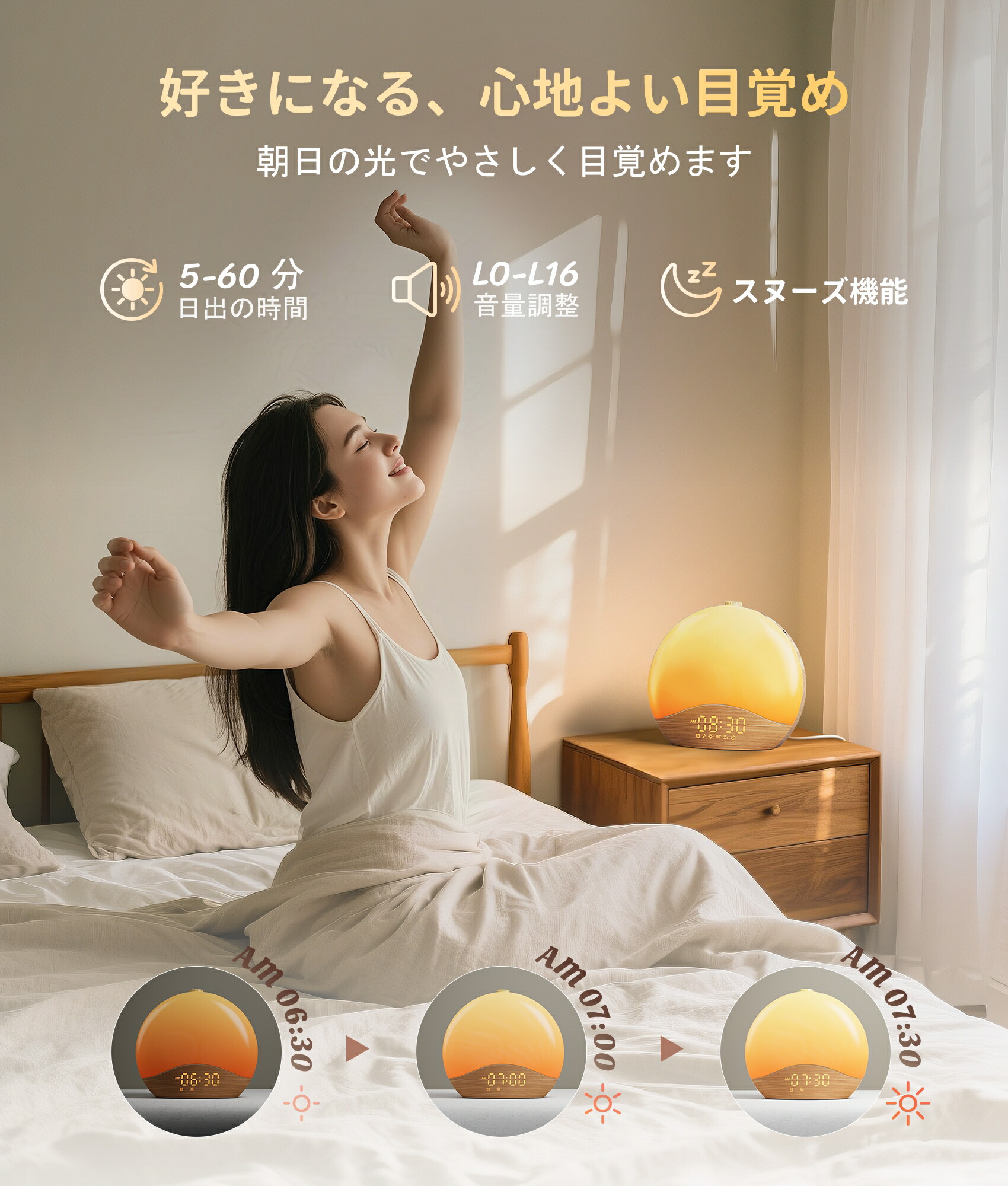 楽天市場】【マラソン限定価格！】目覚まし時計 光 ホワイトノイズ