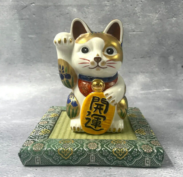 楽天市場】京焼 清水焼 陶あん -招き猫- 白×金地 菖蒲 右手 開運 : 京