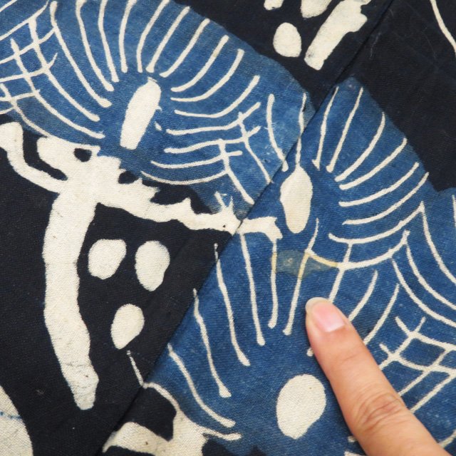 楽天市場】藍染 筒描き 筒書き つつがき 鶴 亀 松竹梅 古裂 時代布