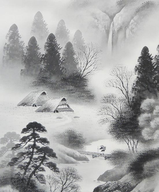 楽天市場】掛け軸 水墨山水 （三浦光陽） （掛軸小物なし） 送料無料